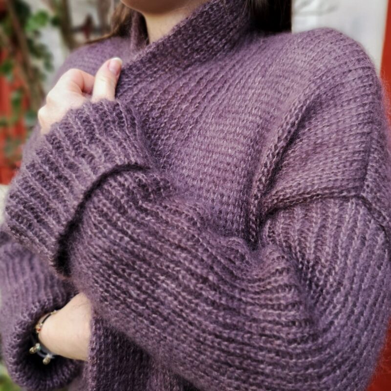 Grand Gilet en Mohair Taupe Améthyste