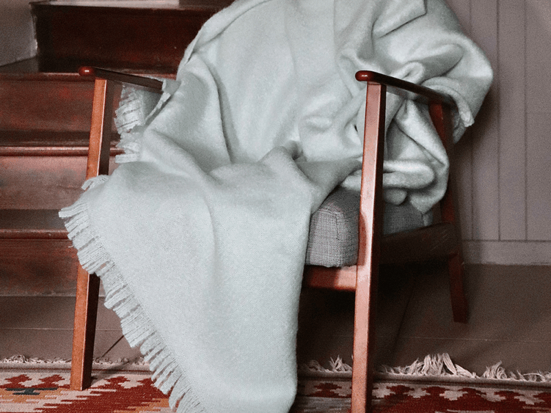 Plaid pur mohair céladon