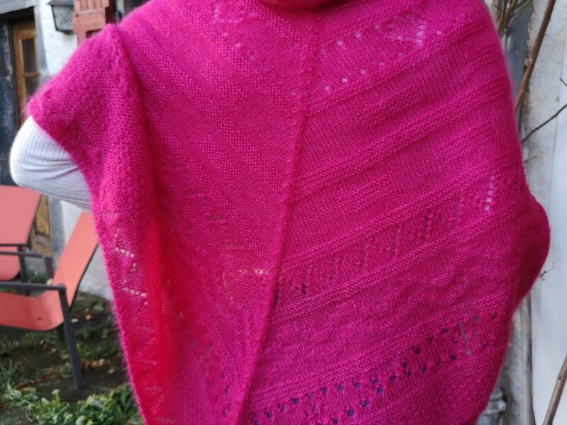 Poncho en kid Mohair Fuchsia