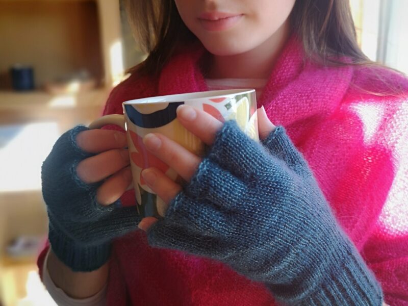 mitaines mohair au fil de la monne