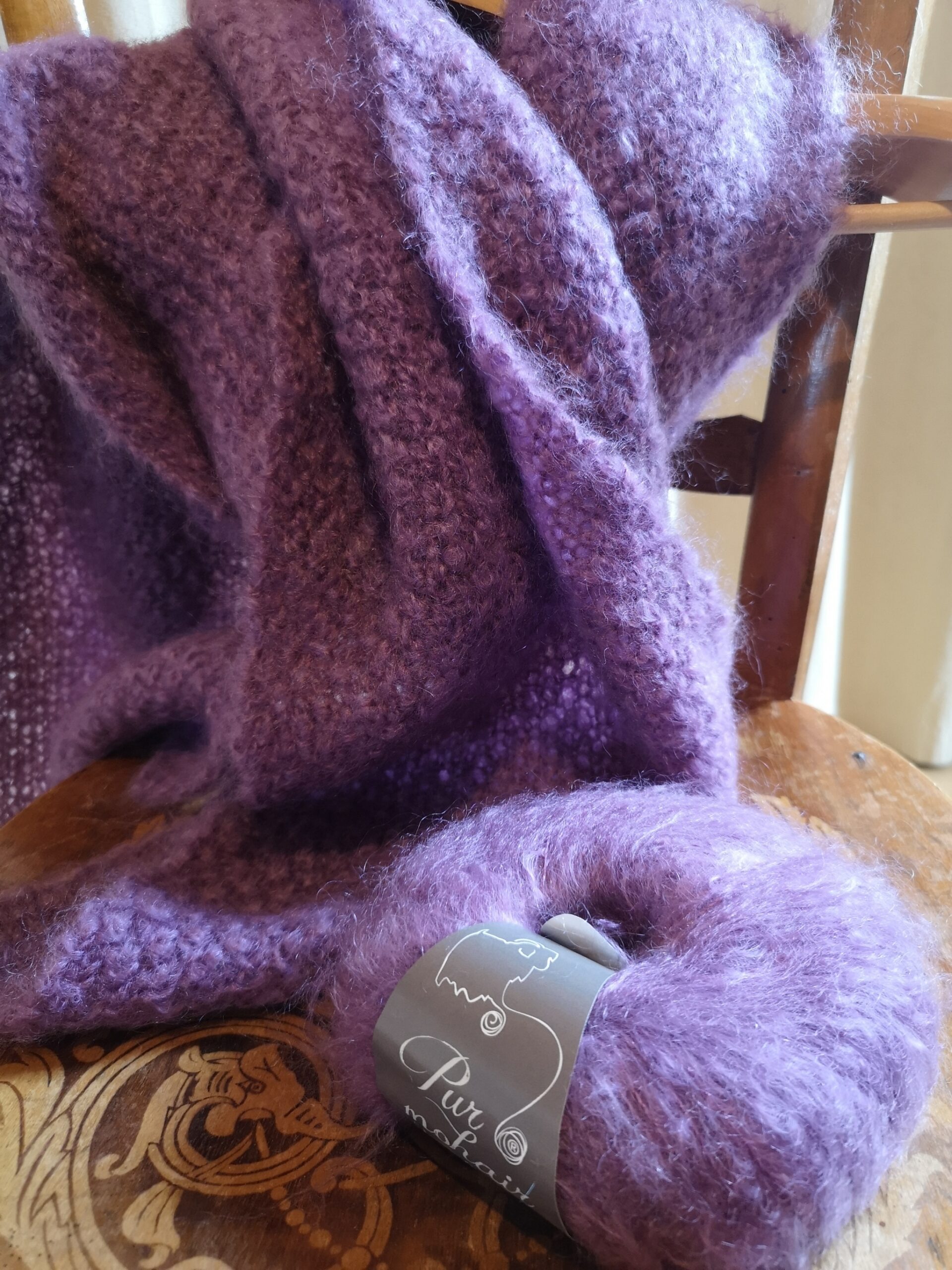 Écharpe Odile Mauve 1 Écharpe Odile Pur Mohair Myosotis – Image 5