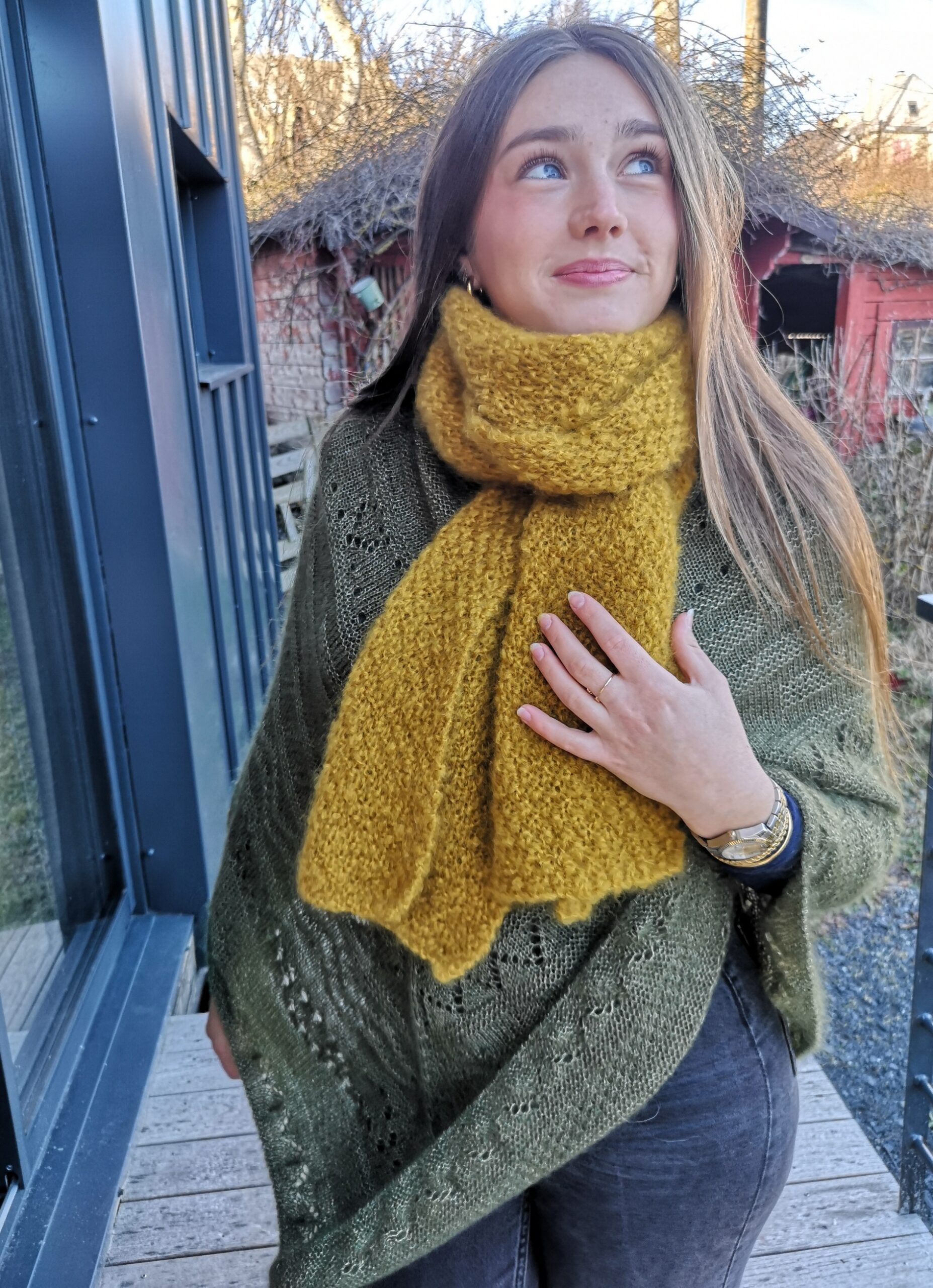 Écharpe Odile Miel 3 Écharpe Odile Pur Mohair Myosotis – Image 2