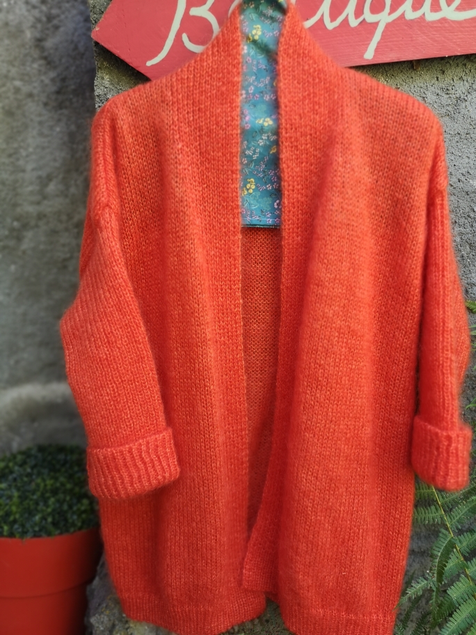 Grand Gilet col châle Mandarine 2 Gilet mohair