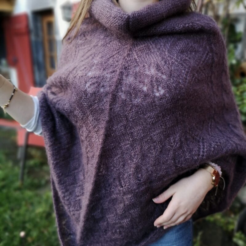 Poncho Taupe Améthyste 2 Poncho Épais en Mohair Taupe
