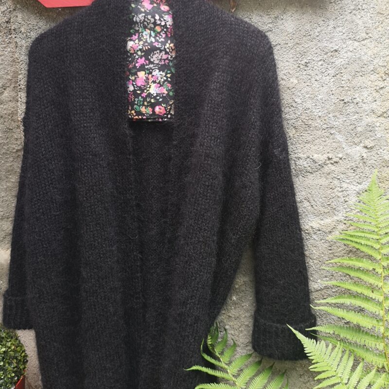 gilet mohair noir au fil de la monne